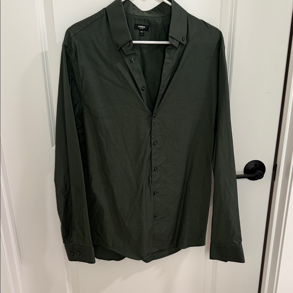Express Dark Green Lightweight Shirt Jacket